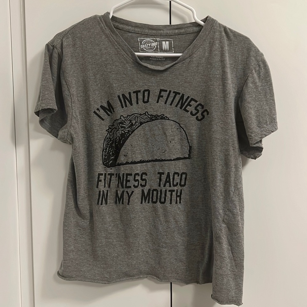 I’m Into Fitness Cropped Tee Shirt Womens Medium
